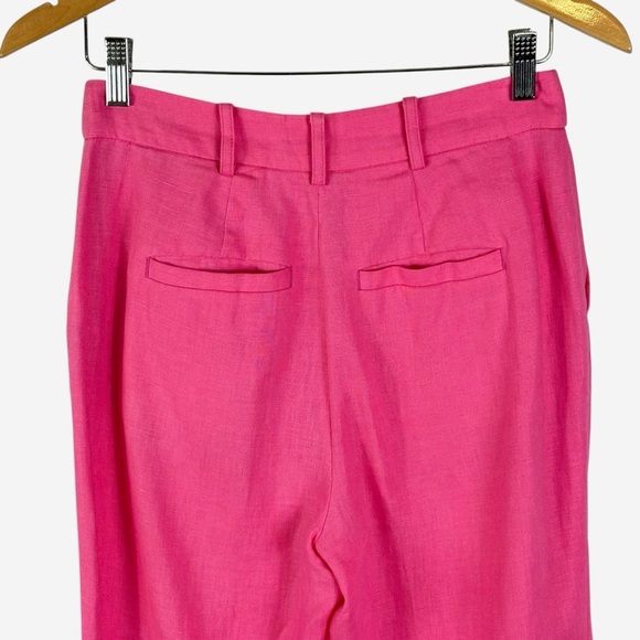 Boden Linen Ankle Pants Size 2L Straight Leg Trouser Sangria Sunset Pink 2 Tall - Picture 8 of 15